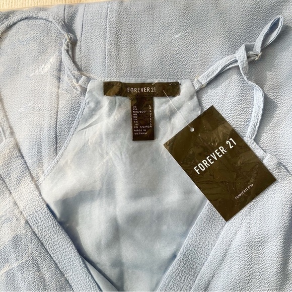 NEW-FOREVER 21 Textured Woven Flowy Cami Racer Back Midi Dress In Blue SZ Large - Picture 8 of 10